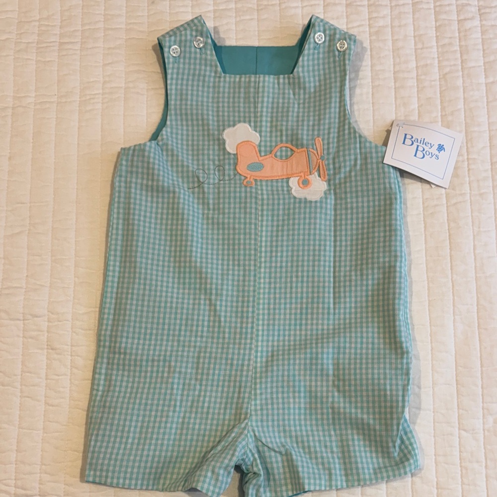 2T Bailey Boys Green Checkered Kids Reversible Jon Jon